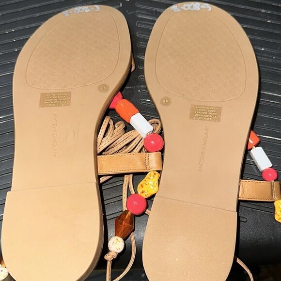 Antonio Melani | Loola Beaded Leather Ankle Wrap Flat Sandals - Picture 6 of 6